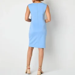 Jessica Howard Womens Boat Neck Sleeveless Sheath Dress