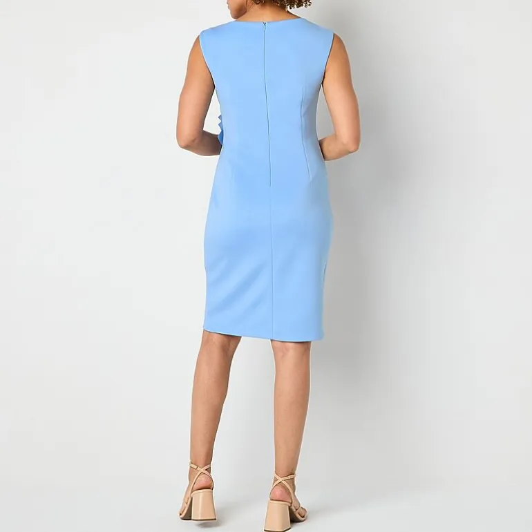 Jessica Howard Womens Boat Neck Sleeveless Sheath Dress
