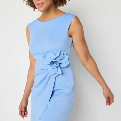 Jessica Howard Womens Boat Neck Sleeveless Sheath Dress