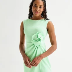 Jessica Howard Womens Boat Neck Sleeveless Sheath Dress
