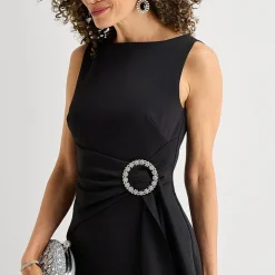 Jessica Howard Womens Boat Neck Sleeveless Embellished Evening Gown