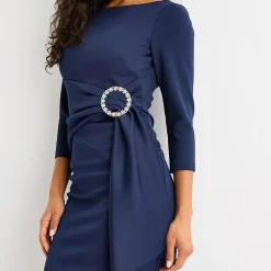 Jessica Howard Womens Boat Neck 3/4 Sleeve Sheath Dress