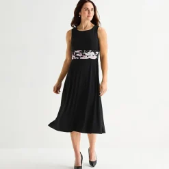 Jessica Howard Womens Midi Floral Jacket Dress