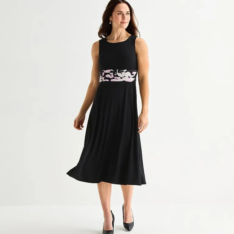 Jessica Howard Womens Midi Floral Jacket Dress