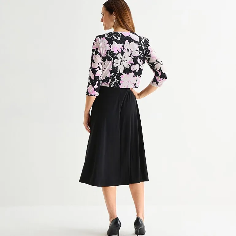 Jessica Howard Womens Midi Floral Jacket Dress