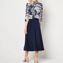 Jessica Howard Womens Midi Floral Jacket Dress