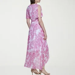 Jessica Howard Womens Petite V Neck Short Sleeve Flutter Maxi Dress