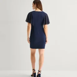 Jessica Howard Womens Petite V Neck Short Sleeve Sheath Dress