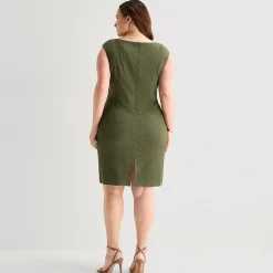Jessica Howard Womens Plus Boat Neck Sleeveless Sheath Dress