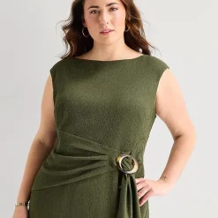 Jessica Howard Womens Plus Boat Neck Sleeveless Sheath Dress