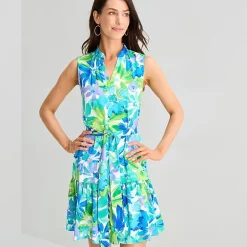 Jessica Howard Womens V Neck Sleeveless Floral Fit + Flare Dress