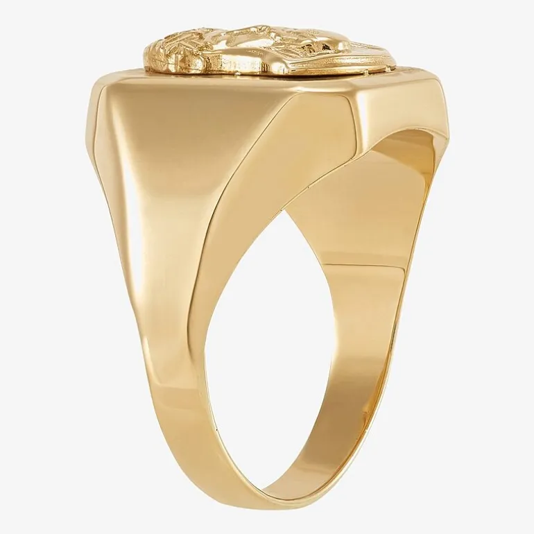 Jesus Mens 14K Gold Signet Ring