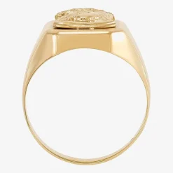 Jesus Mens 14K Gold Signet Ring