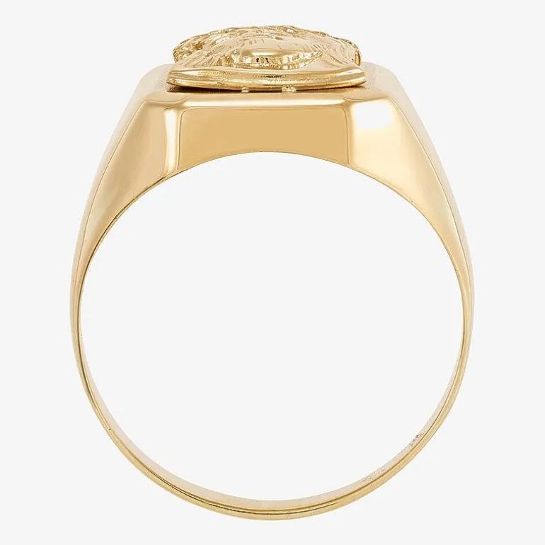 Jesus Mens 14K Gold Signet Ring