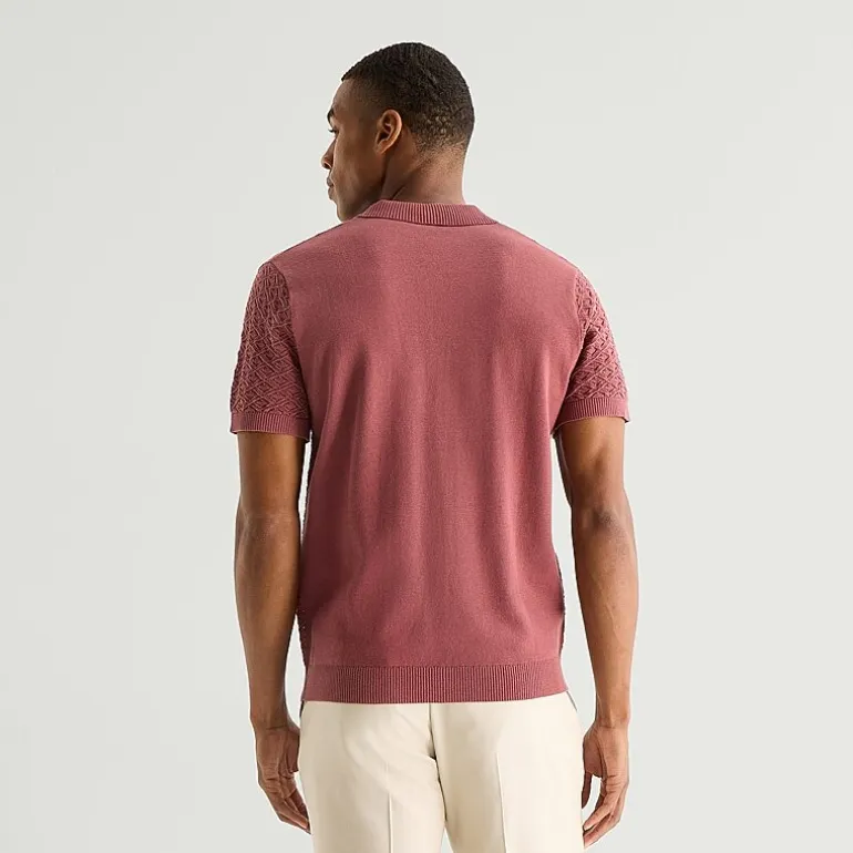 J. Ferrar Button Front Mens Short Sleeve Button Polo Sweater