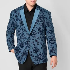 J. Ferrar Evening Edition Mens Big and Tall Floral Stretch Fabric Regular Fit Tuxedo Jacket