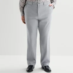 J. Ferrar Heather Twill Mens Straight Fit Big and Tall Dress Flat Front Pant