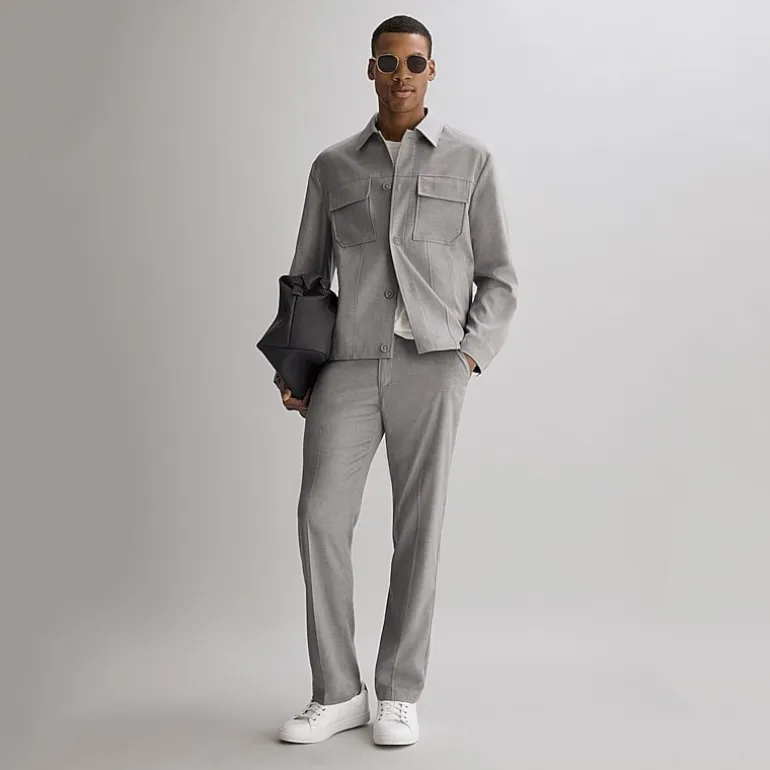 J. Ferrar Heather Twill Mens Straight Fit Flat Front Pant