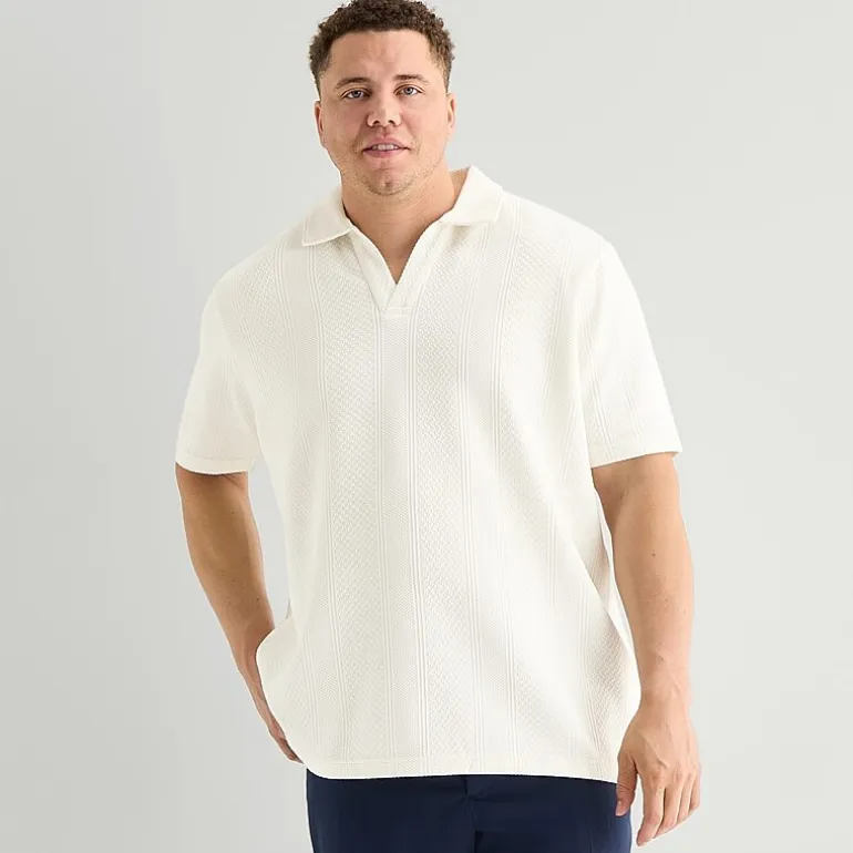 J. Ferrar Johnny Collar Big and Tall Mens Regular Fit Short Sleeve Polo Shirt