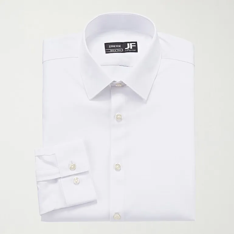 J. Ferrar Mens Big & Tall 360 Stretch Regular Fit Easy Care Stretch Fabric Long Sleeve Dress Shirt