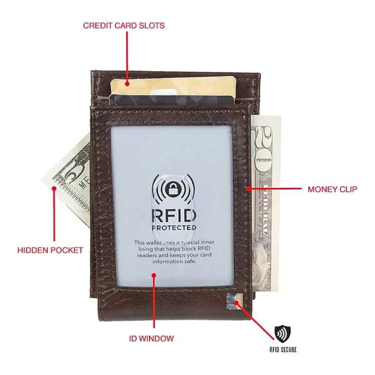 J. Ferrar Mens Magnetic Rfid Blocking Front Pocket Wallet