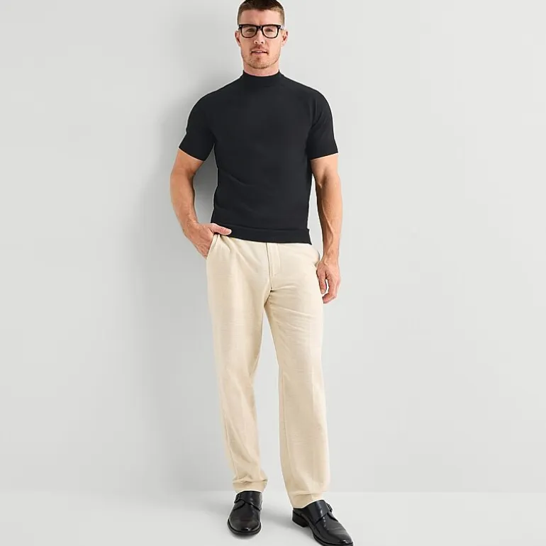 J. Ferrar Mens Mock Neck Short Sleeve Pullover Sweater