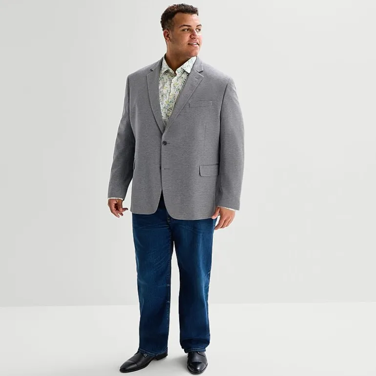 J. Ferrar 360 Stretch Knit Texture Mens Big and Tall Stretch Fabric Regular Fit Sport Coat