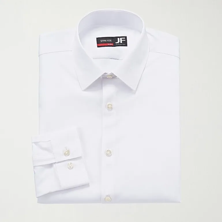 J. Ferrar 360 Stretch Slim Performance Mens Slim Fit Stretch Fabric Long Sleeve Dress Shirt