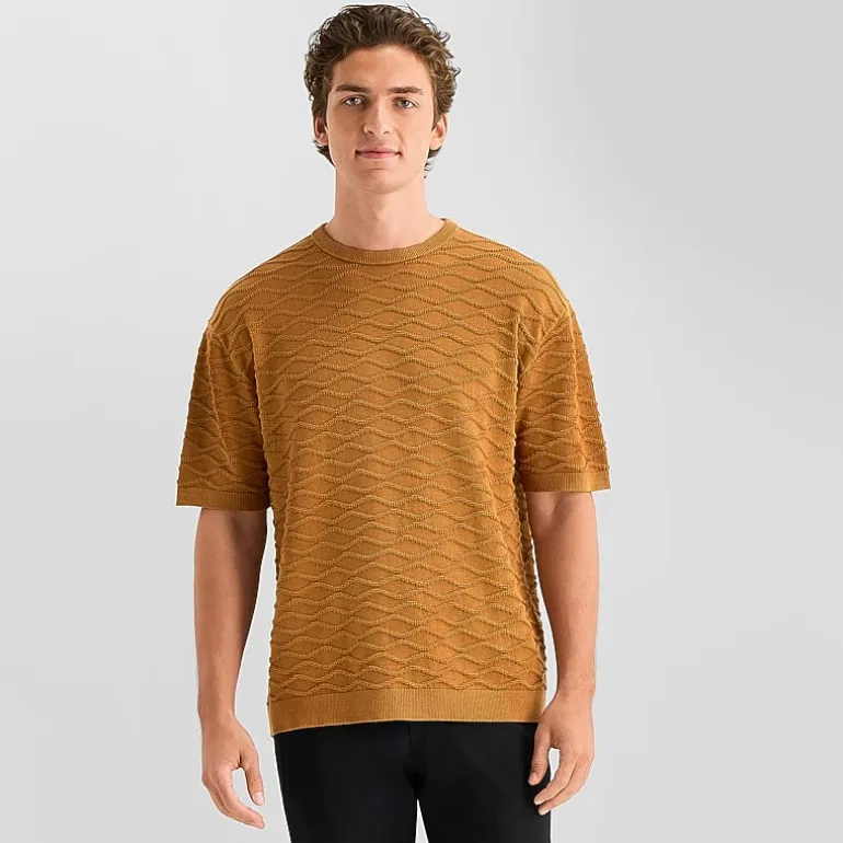 J. Ferrar Textured Mens Crew Neck Short Sleeve Pullover Sweater