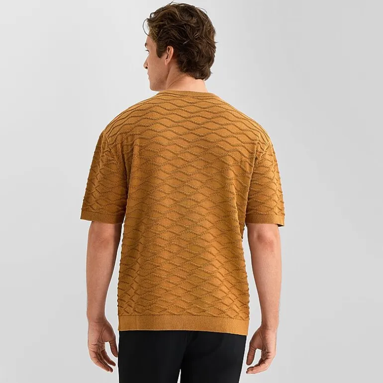 J. Ferrar Textured Mens Crew Neck Short Sleeve Pullover Sweater