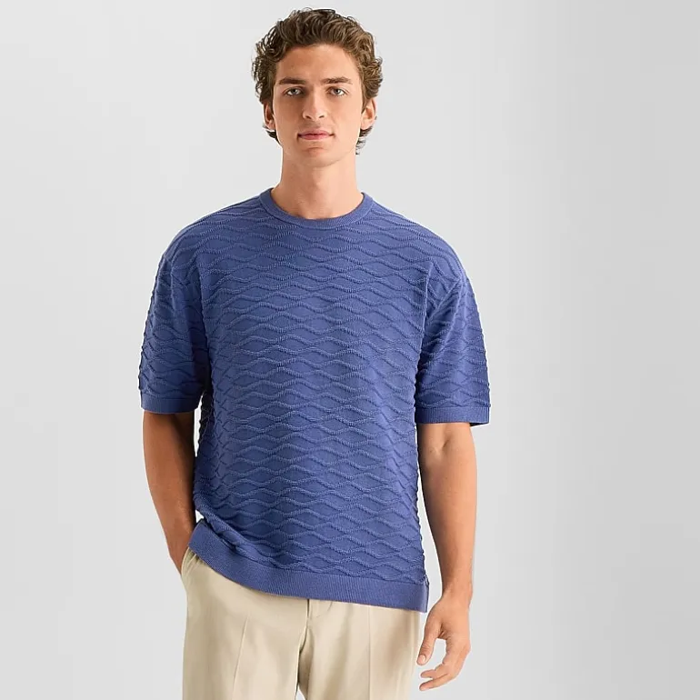 J. Ferrar Textured Mens Crew Neck Short Sleeve Pullover Sweater