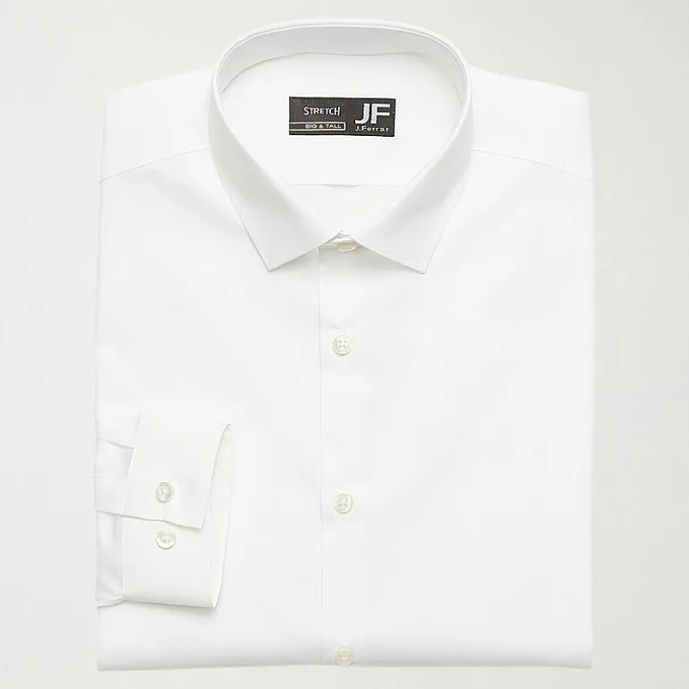 J. Ferrar Ultra Comfort Big & Tall Mens Regular Fit Stretch Fabric Wrinkle Free Long Sleeve Dress Shirt