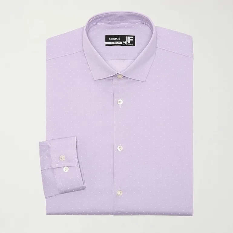 J. Ferrar Ultra Comfort Dobby Mens Regular Fit Stretch Fabric Wrinkle Free Long Sleeve Dress Shirt