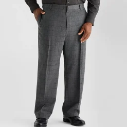 J. Ferrar Ultra Comfort Mens Big Stretch Fabric Regular Fit Plaid Flat Front Suit Pant