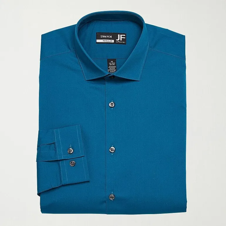 J. Ferrar Ultra Comfort Mens Regular Fit Stretch Fabric Wrinkle Free Long Sleeve Dress Shirt