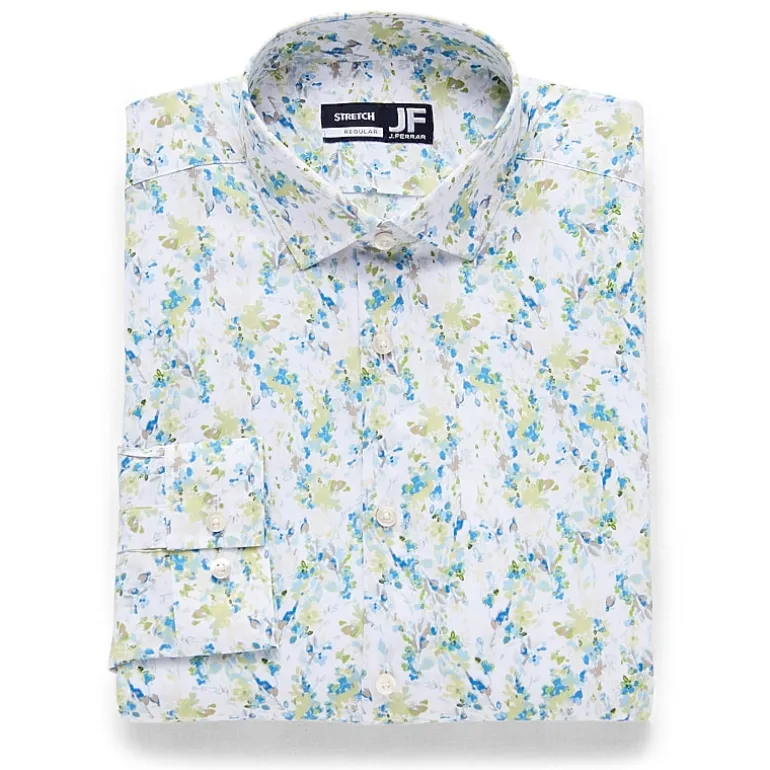J. Ferrar Ultra Comfort Mens Regular Fit Stretch Fabric Wrinkle Free Long Sleeve Dress Shirt