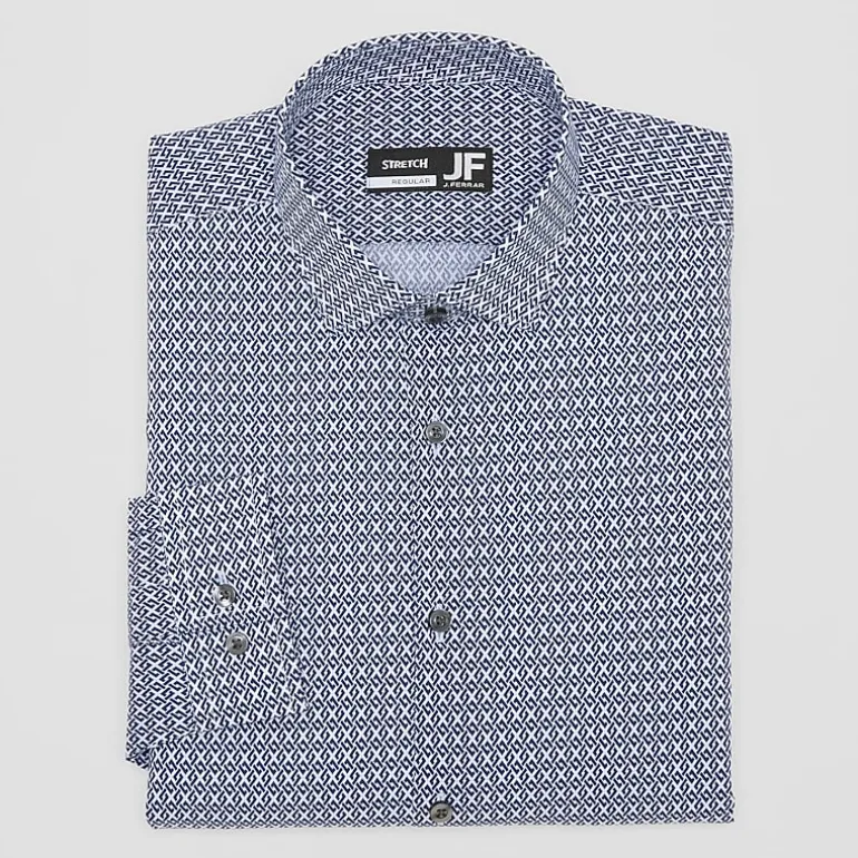 J. Ferrar Ultra Comfort Mens Regular Fit Stretch Fabric Wrinkle Free Long Sleeve Dress Shirt