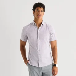 J. Ferrar Ultra Comfort Mens Short Sleeve Regular Fit Wrinkle Free Button-Down Shirt
