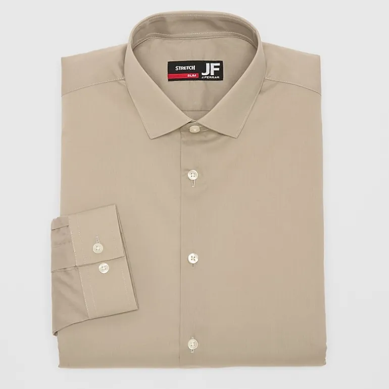 J. Ferrar Ultra Comfort Mens Slim Fit Stretch Fabric Wrinkle Free Long Sleeve Dress Shirt