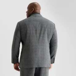 J. Ferrar Ultra Comfort Mens Stretch Fabric Slim Fit Plaid Big and Tall Suit Jacket