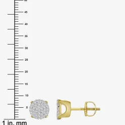 (J / I3) 1/5 CT. Natural White Diamond 10K Gold 6.4mm Oval Stud Earrings