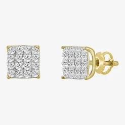 (J / I3) 3/4 CT. T.W. Natural White Diamond 10K Gold 8.1mm Stud Earrings
