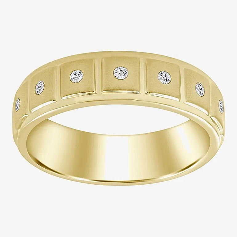 (J / I3) Mens 1/10 CT. T.W. Natural White Diamond 10K Gold Band