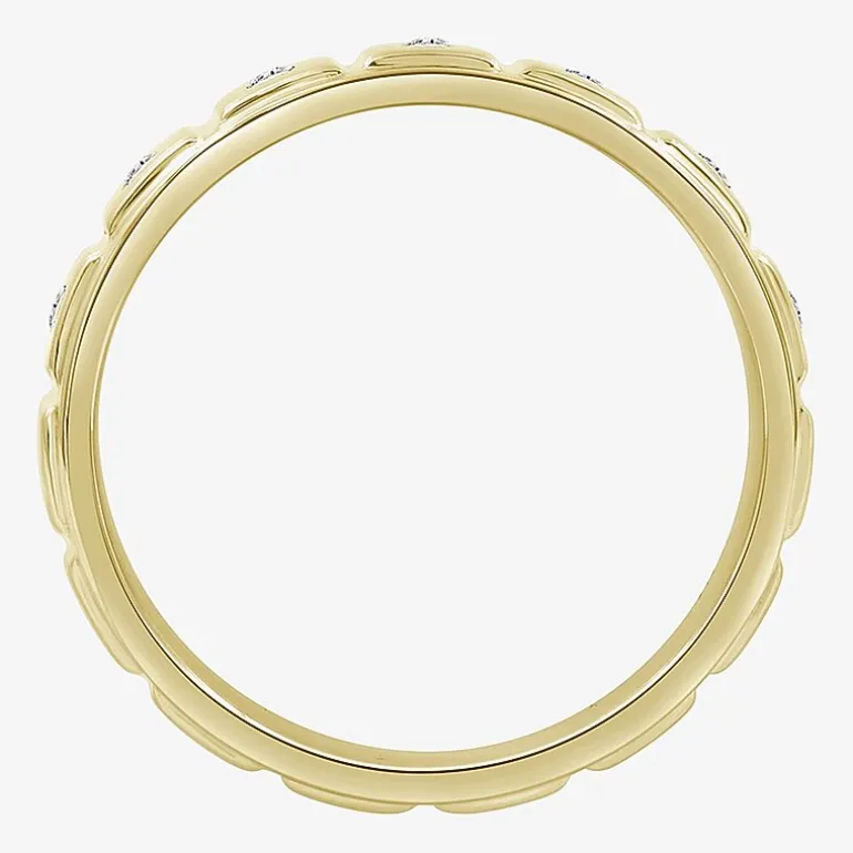 (J / I3) Mens 1/10 CT. T.W. Natural White Diamond 10K Gold Band