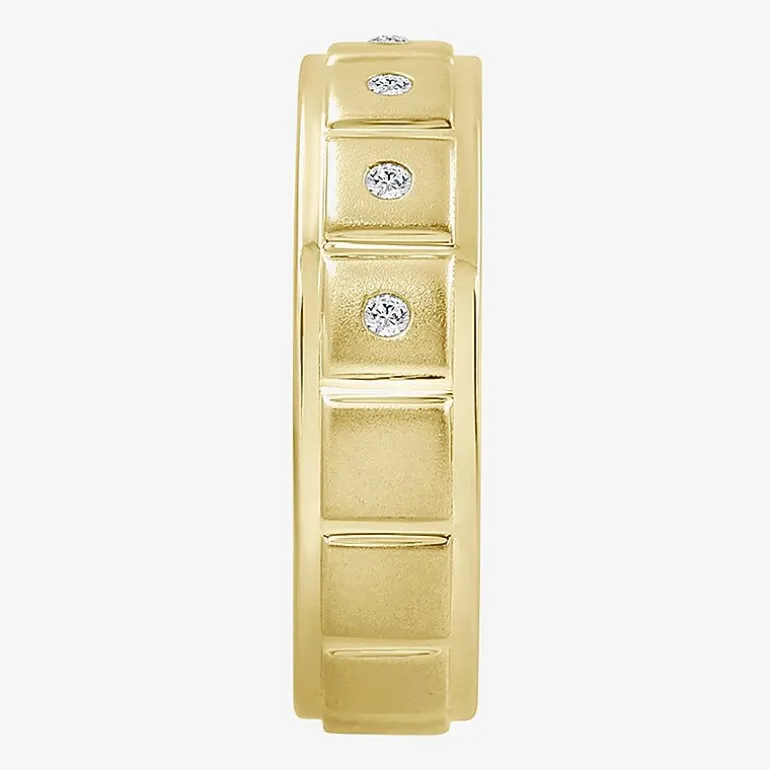 (J / I3) Mens 1/10 CT. T.W. Natural White Diamond 10K Gold Band