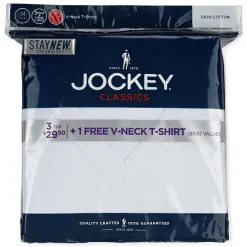 Jockey Classics Bonus Pack Mens 4 Pack Short Sleeve V Neck Moisture Wicking T-Shirt