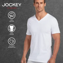 Jockey Classics Mens 3 Pack Short Sleeve V Neck Moisture Wicking T-Shirt