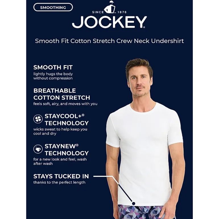 Jockey Mens 3 Pack Short Sleeve Crew Neck Moisture Wicking T-Shirt