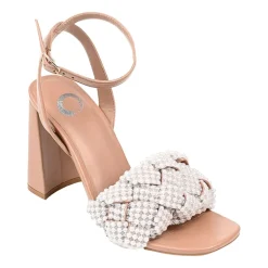 Journee Collection Dua Womens Round Open Toe Block Heel Pumps