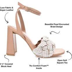 Journee Collection Dua Womens Round Open Toe Block Heel Pumps
